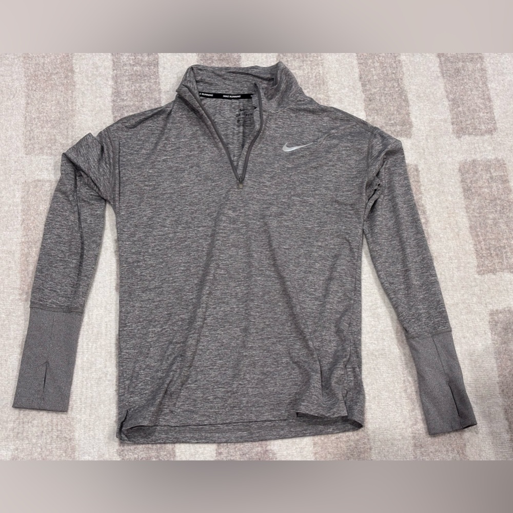 Nike Heathered Gray Zip-Up Sweater